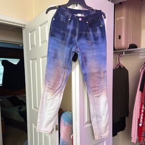 Blue pink and White ombré Skinny Jeans